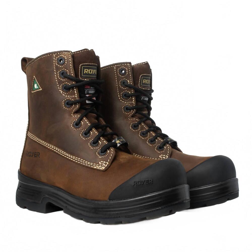 NEW ROYER men's density thinsulate waterproof composite toe work boots in brown